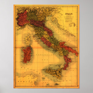 ItalyPanoramic MapItaly Poster