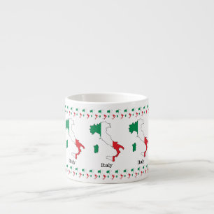 Italy's Flag Within Its Map - Souvenir Collection Espresso Cup