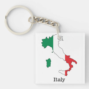 Italy's Flag Within Its Map - Souvenir Collection Keychain