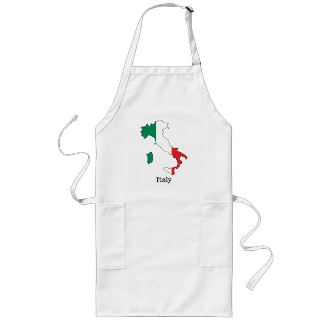 Italy's Flag Within Its Map - Souvenir Collection Long Apron (Front)