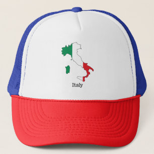 Italy's Flag Within Its Map - Souvenir Collection Trucker Hat