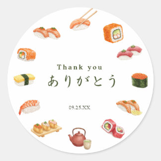 Itamae〈Sushi Chefs） collection ありがとう Japanese Classic Round Sticker
