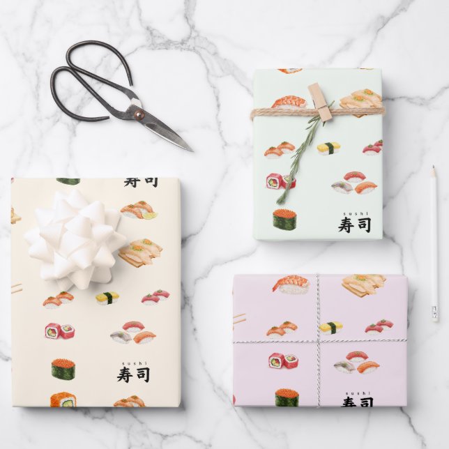 Itamae〈Sushi Chefs） collection Wrapping Paper Sheets (Front)