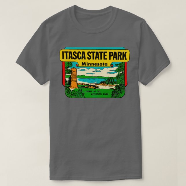 Itasca State Park Minnesota Vintage Travel T-Shirt (Design Front)