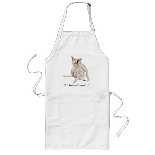 itchy german shepherd dog scratching funny slogan long apron