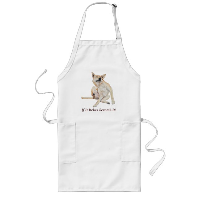 itchy german shepherd dog scratching funny slogan long apron (Front)