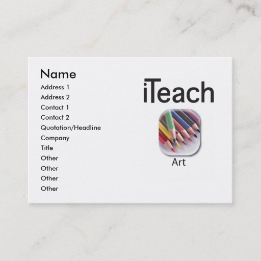 Customizable iteachART business card