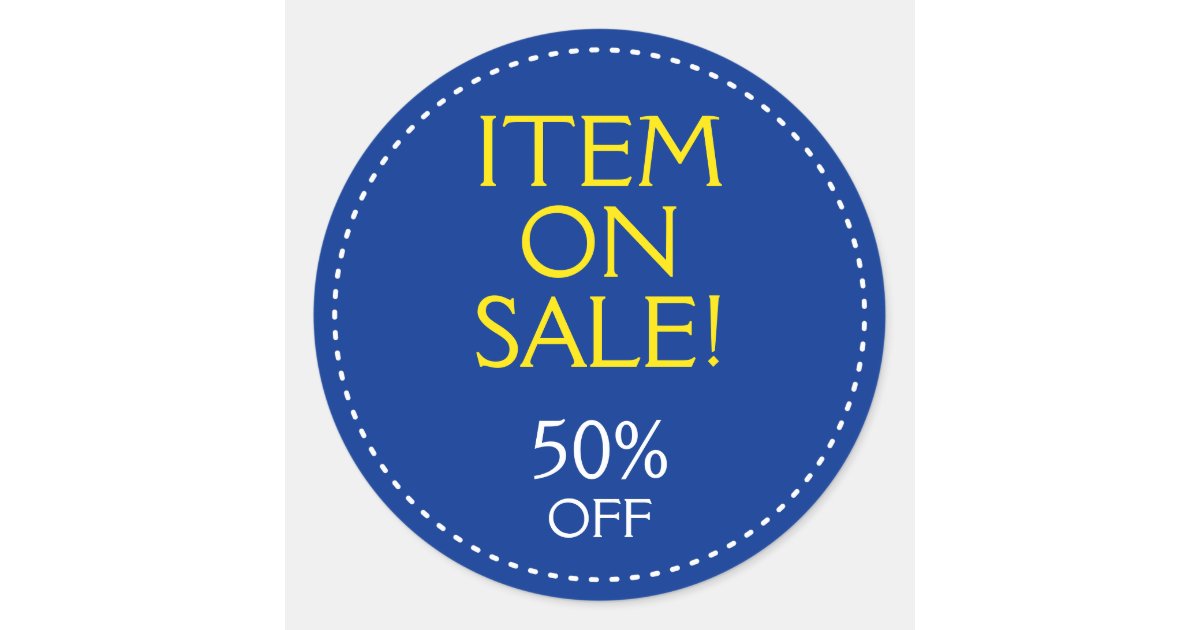 50 Percent Off sale price stickers for retail shop