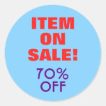 [ Thumbnail: "Item On Sale!" "70% Off" Round Sticker ]
