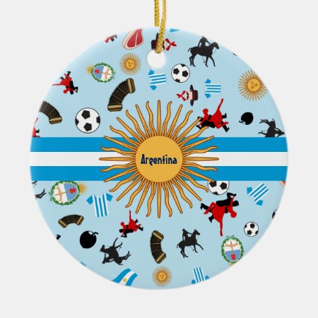 Items Of Argentina With Flag Across It Ceramic Ornament