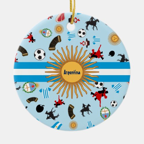 Items of Argentina with flag across it Ceramic Ornament