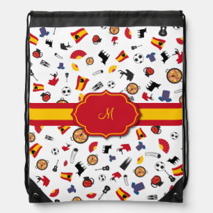 Items of Spain with flag to add your monogram Drawstring Bag