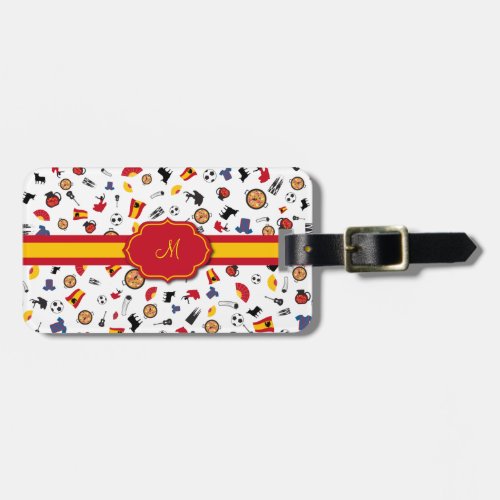 Items of Spain with flag to add your monogram Luggage Tag