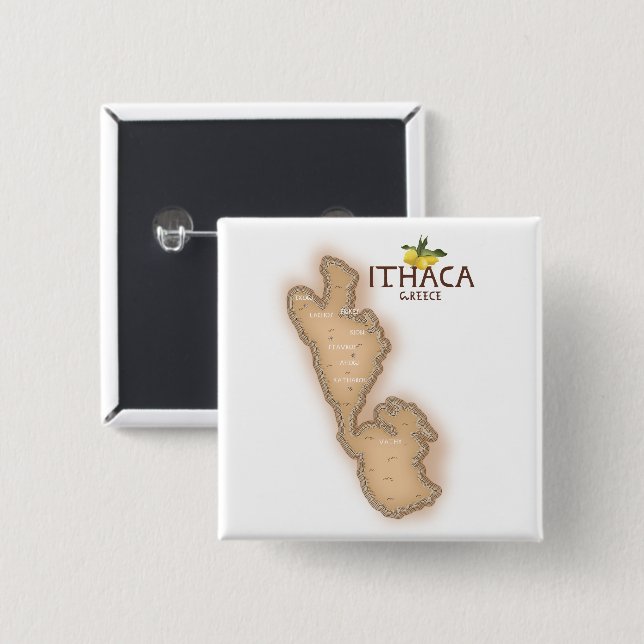 ithaca greece map button (Front & Back)