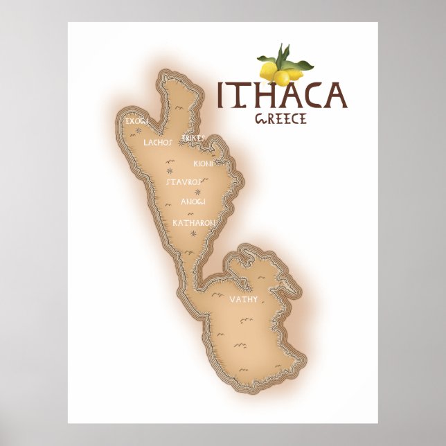 ithaca greece map poster (Front)