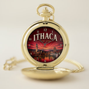 Ithaca New York Finger Lakes College Town Pocket Watch