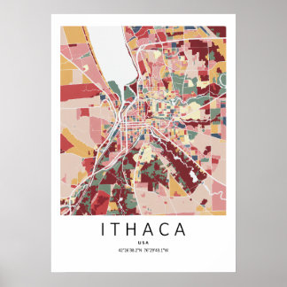 Ithaca New York Map Poster | Modern City Wall Art