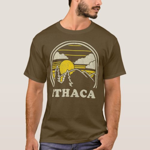 Ithaca New York NY  Vintage Hiking Mountains T_Shirt