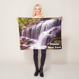 ITHACA NEW YORK WATERFALL  FLEECE BLANKET