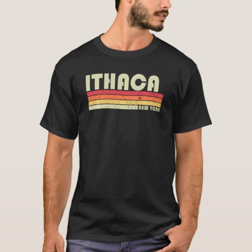 Ithaca Ny New York Funny City Home Roots Retro 70s T_Shirt