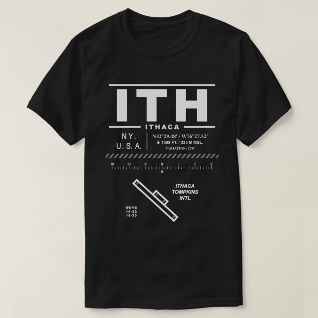 Ithaca Tompkins International Airport ITH T-Shirt (Design Front)