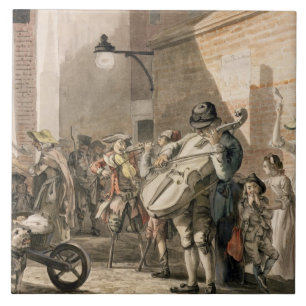 Itinerant Musicians playing in a poor part of town Tile