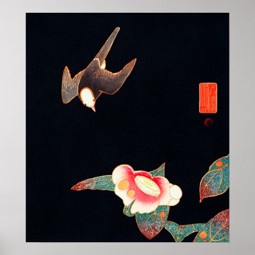 Ito Jakuchu Swallow and Camellia Poster