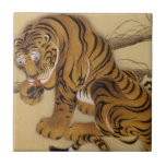Ito Jakuchu Tiger Tile<br><div class="desc">Ito Jakuchu Asian Tiger tile. Japanese Ukiyo-e. Japanese artist Ito Jakuchu was a master of Ukiyo-E or Japanese woodcut. His bird and animal paintings are renowned for their vibrance and playful use of color. Jakuchu’s Tiger is one of his most beloved works and features a beautiful Bengal tiger licking its...</div>