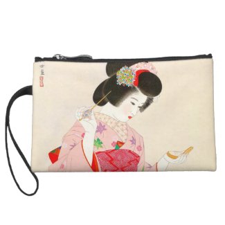 Ito Shinsui Make up vntage japanese geisha lady Wristlet Wallet