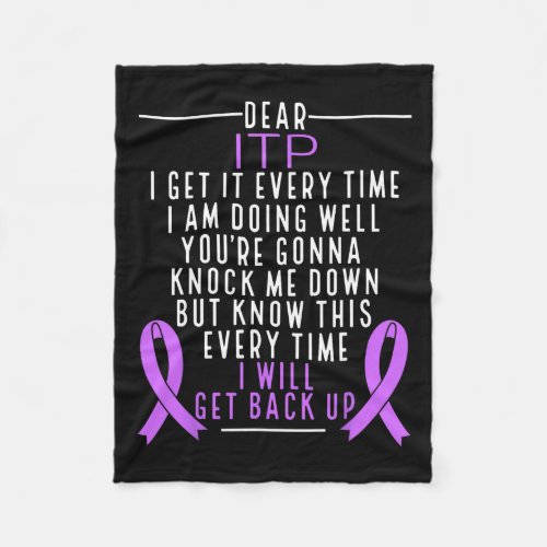 Itp Awareness Survivor I Will Get Back Up Red Ribb Fleece Blanket