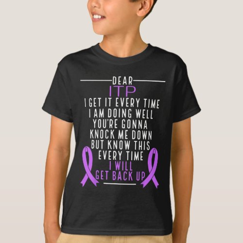 Itp Awareness Survivor I Will Get Back Up Red Ribb T_Shirt