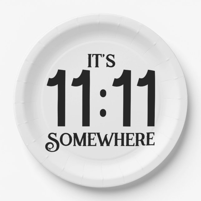 It's 11:11 Somewhere Numerology Manifesting Number Paper Plates (Front)