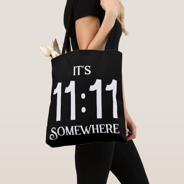 It's 11:11 Somewhere Numerology Manifesting Number Tote Bag (Close Up)