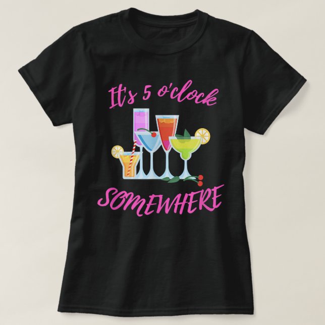 It's 5 O’clock Somewhere Hello Summer Beach Lover  T-Shirt (Design Front)