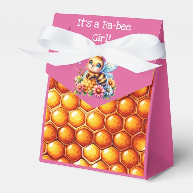 It's a Ba-bee Girl! Baby Shower  Favor Boxes (Front Side)