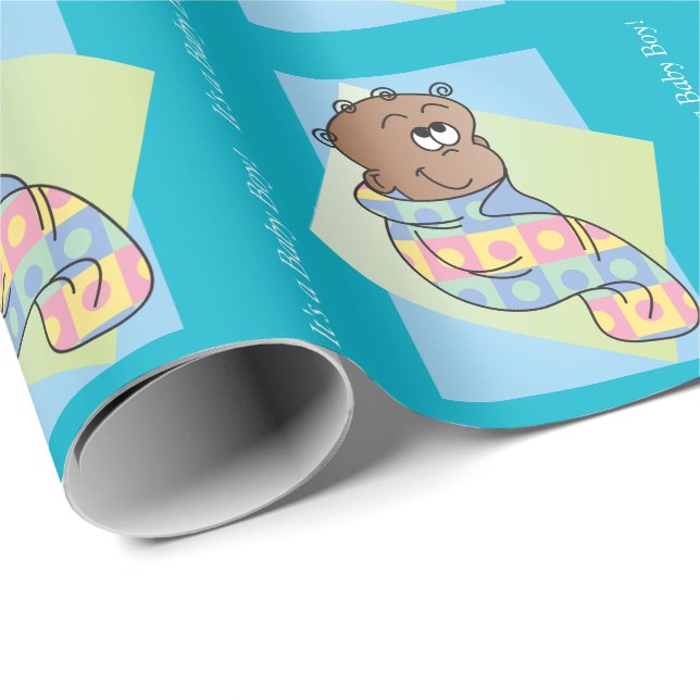 It's a Baby Boy! African Baby Boy Wrapping Paper (Roll Corner)