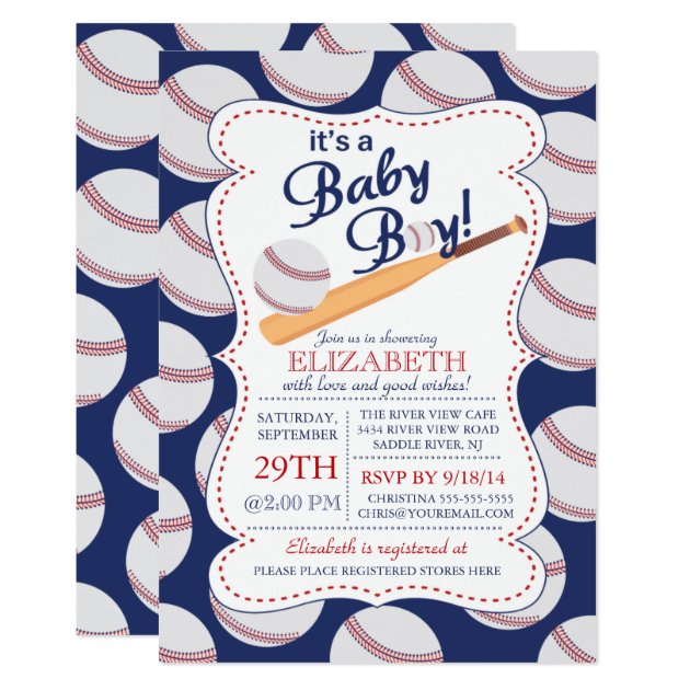It's A Baby Boy Baseball Baby Shower Invitation