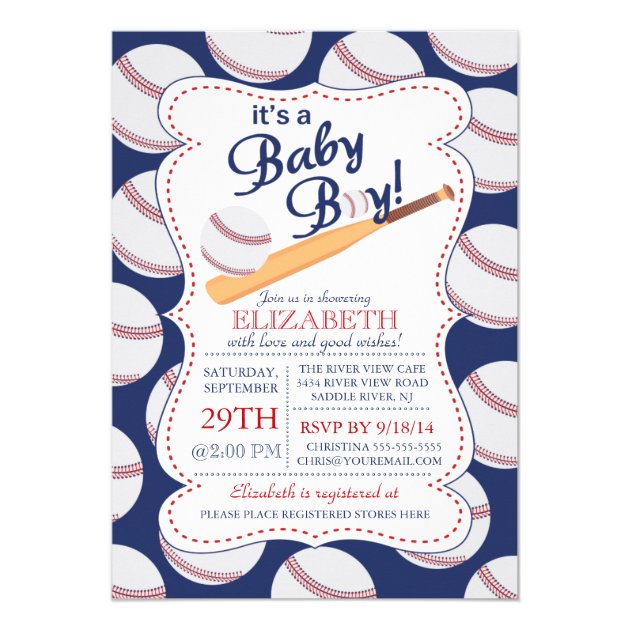 It's A Baby Boy Baseball Baby Shower Invitation