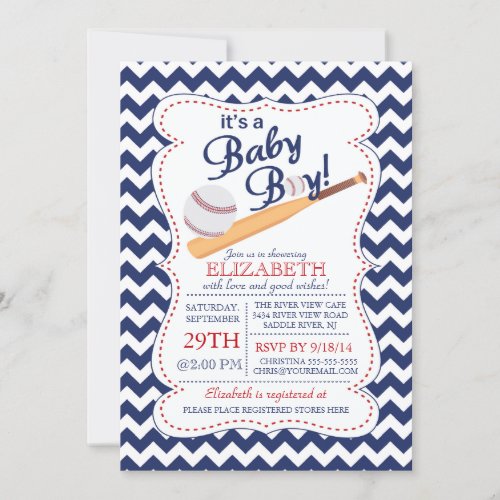 Its a Baby Boy Baseball Baby Shower Invitation