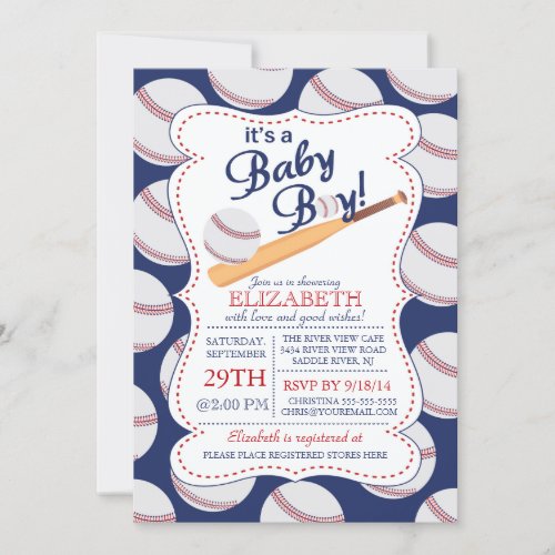 Its a Baby Boy Baseball Baby Shower Invitation