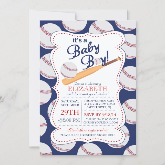 It's a Baby Boy Baseball Baby Shower Invitation (Front)