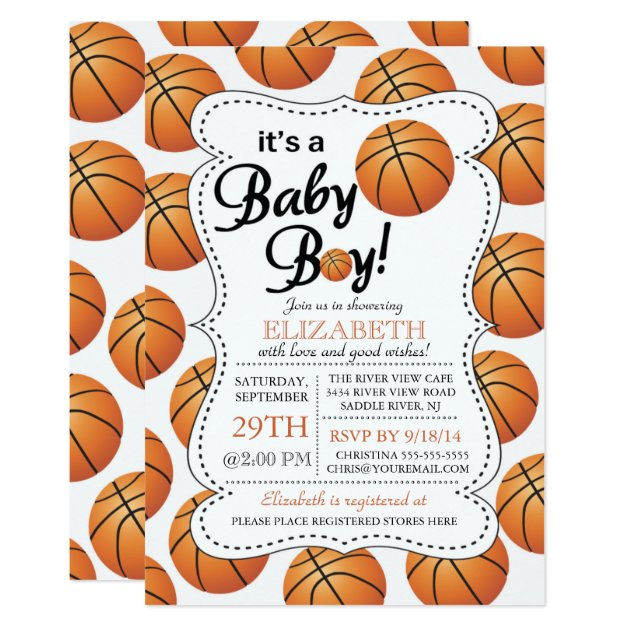 Basketball baby hot sale shower invitations