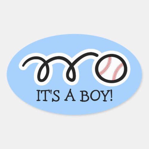 Its a baby boy  Big oval baseball stickers