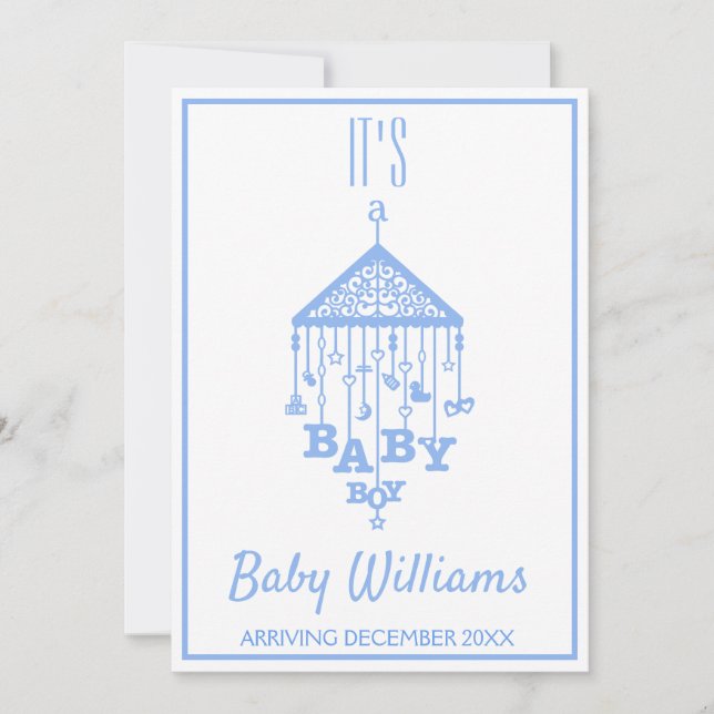 Its a Baby Boy Blue Pregnancy Announcement (Front)