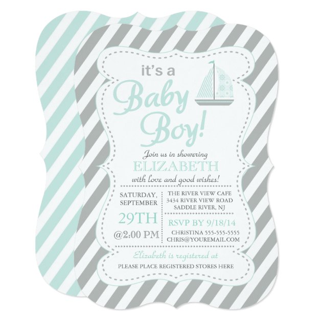 It's A Baby Boy Sailboat Nautical Baby Shower Invitation