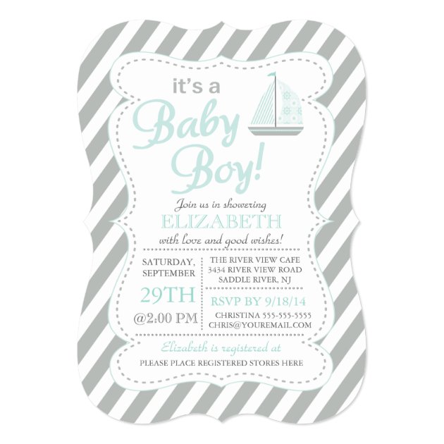 It's A Baby Boy Sailboat Nautical Baby Shower Invitation