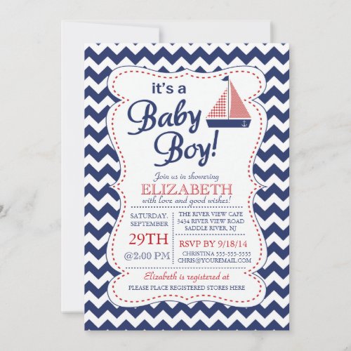 It's a Baby Boy Sailboat Nautical Baby Shower Invitations