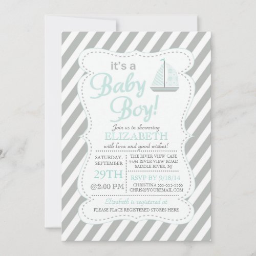Its a Baby Boy Sailboat Nautical Baby Shower Invitation