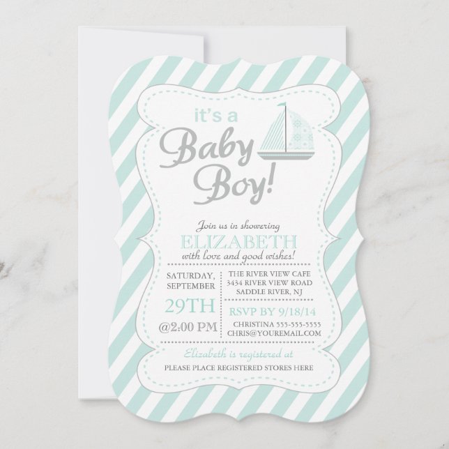 It's a Baby Boy Sailboat Nautical Baby Shower Invitation (Front)