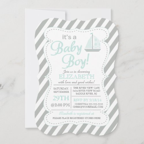 It's a Baby Boy Sailboat Nautical Baby Shower Announcements